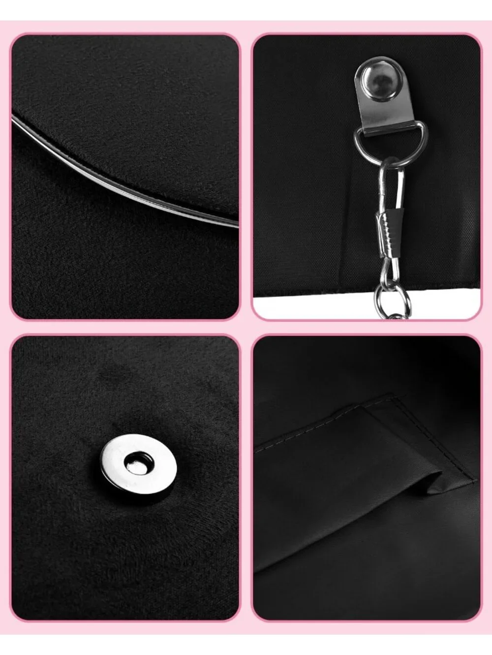 Women's D Black Suede Envelope Clutch Purse Formal Evening Wedding Party Bag
